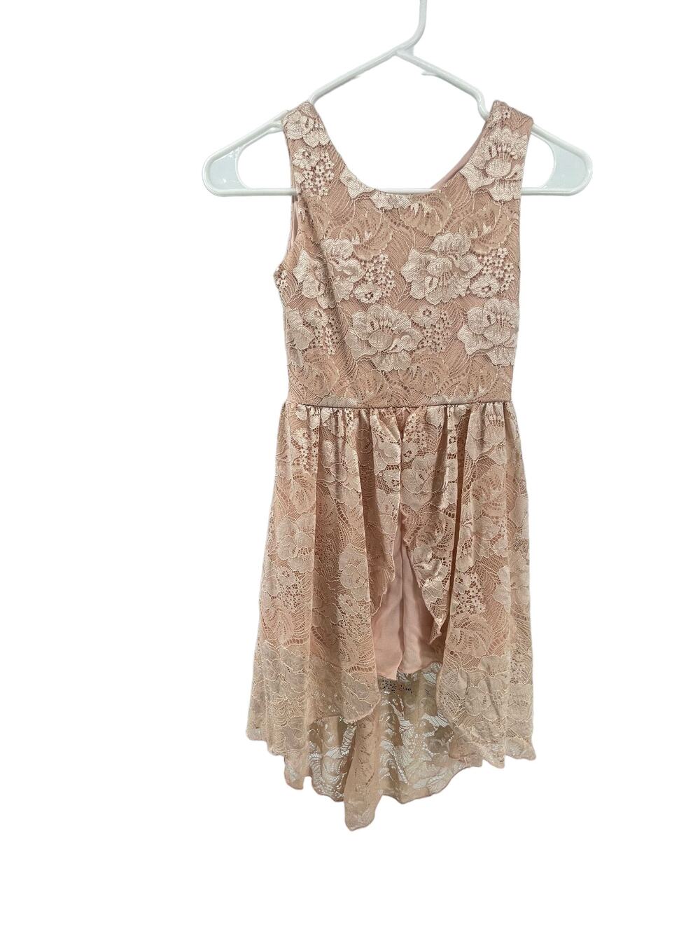 Amy Wear Girls Cream Lace Sleeveless High Low Dress Youth Size 7